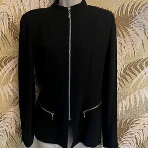 Emanuel UNGARO Black High Neck Nehru Style Blazer Jacket - Sz 6 - 8